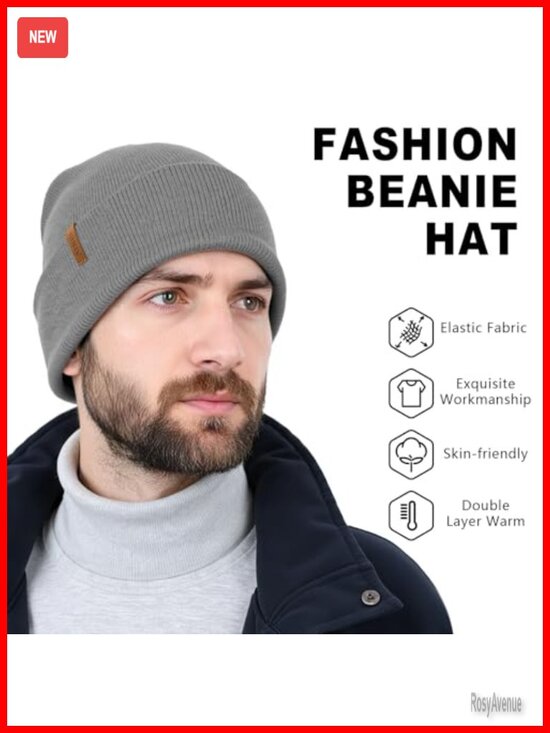 Double Layer Warm Knit Beanie Skull Cap for Cold Weather main image 4